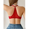 image:imageSOLY HUX Womens Sheer Mesh Through Bra Sheer Bralette Front Closure Deep V Neck Wireless Lingerie Sexy Lingerie BraPure Burgundy
