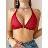 image:imageSOLY HUX Womens Sheer Mesh Through Bra Sheer Bralette Front Closure Deep V Neck Wireless Lingerie Sexy Lingerie BraPure Burgundy