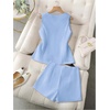 image:imageSOLY HUX Womens Summer 2 Piece Outfits Sleeveless Matching Sets Lace Up Vest and Skort ShortsPlain Blue