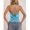 image:imageSOLY HUX Womens Y2k Sequin Cami Top V Neck Spaghetti Strap Criss Cross Backless Going Out Tops Party ClubwearBlue