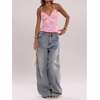 image:imageSOLY HUX Womens Y2k Sequin Cami Top V Neck Spaghetti Strap Criss Cross Backless Going Out Tops Party ClubwearLight Pink