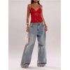 image:imageSOLY HUX Womens Y2k Sequin Cami Top V Neck Spaghetti Strap Criss Cross Backless Going Out Tops Party ClubwearRed