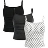 image:imageSOLY HUX Girls Tank Tops 3 Packs Cute Ruched Spaghetti Strap Camisole Slim Fit UndershirtsBlack Grey Polka Dots