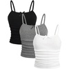 image:imageSOLY HUX Girls Tank Tops 3 Packs Cute Ruched Spaghetti Strap Camisole Slim Fit UndershirtsBlack Grey White Bow