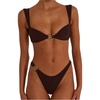 image:imageSOLY HUX Metal Ring High Cut Bikini Sets for Women Brazilian Cheeky Two Piece Sexy Bikinis Bathing Suit SwimsuitsChocolate Brown