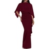 image:imageSOLY HUX Womens Elegant Bodycon Maxi Dresses Evening Fishtail Shawl Dress Cocktail Formal GownsPure Burgundy