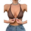 image:imageSOLY HUX Womens Sheer Mesh Through Bra Sheer Bralette Front Closure Deep V Neck Wireless Lingerie Sexy Lingerie BraPure Brown