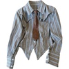 image:imageSOLY HUX Womens Striped Print Button Down College Shirts Long Sleeve Tie Blouse Tops Preppy ClothesBlue and Grey