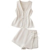 image:imageSOLY HUX Womens Summer 2 Piece Outfits Sleeveless Matching Sets Lace Up Vest and Skort ShortsPlain White