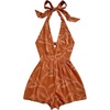 image:imageSOLY HUX Womens Summer Halter Romper Deep V Neck Backless Sleeveless Boho Short JumpsuitBrown