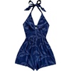 image:imageSOLY HUX Womens Summer Halter Romper Deep V Neck Backless Sleeveless Boho Short JumpsuitDark Blue