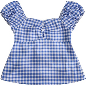 image:imageSOLY HUX Girls Gingham Tops Y2K Cute Blouse Summer Sweetheart Neck Shirts Aesthetic ClothesBlue White Plaid