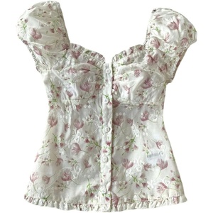 image:imageSOLY HUX Girls Gingham Tops Y2K Cute Blouse Summer Sweetheart Neck Shirts Aesthetic ClothesWhite Floral