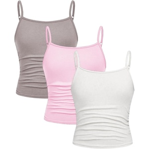 image:imageSOLY HUX Girls Tank Tops 3 Packs Cute Ruched Spaghetti Strap Camisole Slim Fit UndershirtsPink Grey White