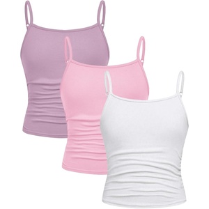 image:imageSOLY HUX Girls Tank Tops 3 Packs Cute Ruched Spaghetti Strap Camisole Slim Fit UndershirtsPurple Pink White