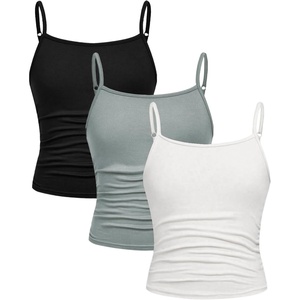 image:imageSOLY HUX Girls Tank Tops 3 Packs Cute Ruched Spaghetti Strap Camisole Slim Fit UndershirtsWhite Blue Black