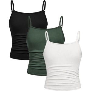 image:imageSOLY HUX Girls Tank Tops 3 Packs Cute Ruched Spaghetti Strap Camisole Slim Fit UndershirtsWhite Green Black