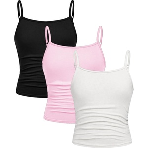 image:imageSOLY HUX Girls Tank Tops 3 Packs Cute Ruched Spaghetti Strap Camisole Slim Fit UndershirtsWhite Pink Black