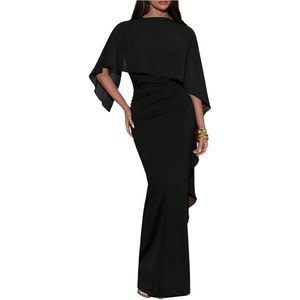 image:imageSOLY HUX Womens Elegant Bodycon Maxi Dresses Evening Fishtail Shawl Dress Cocktail Formal GownsPure Black