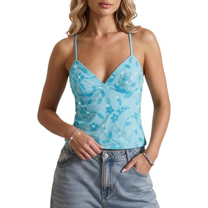 image:imageSOLY HUX Womens Y2k Sequin Cami Top V Neck Spaghetti Strap Criss Cross Backless Going Out Tops Party ClubwearBlue