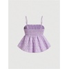 image:imageSOLY HUX Babydoll Top for Women Y2k Peplum Cami Cute Going Out Crop Tank Tops Flowy Ruffle Summer Spaghetti Strap ShirtMauve Purple