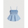 image:imageSOLY HUX Babydoll Top for Women Y2k Peplum Cami Cute Going Out Crop Tank Tops Flowy Ruffle Summer Spaghetti Strap ShirtPlain Blue