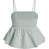 image:imageSOLY HUX Babydoll Top for Women Y2k Peplum Cami Cute Going Out Crop Tank Tops Flowy Ruffle Summer Spaghetti Strap ShirtPlain Green Jacquard