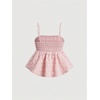 image:imageSOLY HUX Babydoll Top for Women Y2k Peplum Cami Cute Going Out Crop Tank Tops Flowy Ruffle Summer Spaghetti Strap ShirtPlain Pink