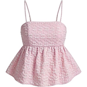 image:imageSOLY HUX Babydoll Top for Women Y2k Peplum Cami Cute Going Out Crop Tank Tops Flowy Ruffle Summer Spaghetti Strap ShirtDusty Pink