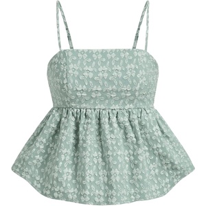 image:imageSOLY HUX Babydoll Top for Women Y2k Peplum Cami Cute Going Out Crop Tank Tops Flowy Ruffle Summer Spaghetti Strap ShirtGreen