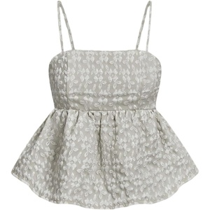 image:imageSOLY HUX Babydoll Top for Women Y2k Peplum Cami Cute Going Out Crop Tank Tops Flowy Ruffle Summer Spaghetti Strap ShirtLight Grey