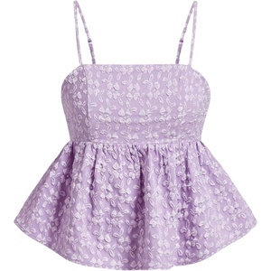 image:imageSOLY HUX Babydoll Top for Women Y2k Peplum Cami Cute Going Out Crop Tank Tops Flowy Ruffle Summer Spaghetti Strap ShirtMauve Purple