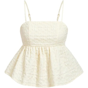 image:imageSOLY HUX Babydoll Top for Women Y2k Peplum Cami Cute Going Out Crop Tank Tops Flowy Ruffle Summer Spaghetti Strap ShirtPlain Apricot