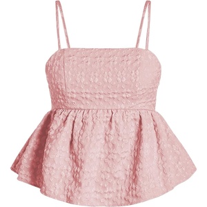 image:imageSOLY HUX Babydoll Top for Women Y2k Peplum Cami Cute Going Out Crop Tank Tops Flowy Ruffle Summer Spaghetti Strap ShirtPlain Dusty Pink
