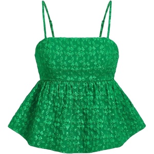 image:imageSOLY HUX Babydoll Top for Women Y2k Peplum Cami Cute Going Out Crop Tank Tops Flowy Ruffle Summer Spaghetti Strap ShirtPlain Olive Green