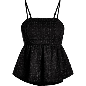 image:imageSOLY HUX Babydoll Top for Women Y2k Peplum Cami Cute Going Out Crop Tank Tops Flowy Ruffle Summer Spaghetti Strap ShirtSolid Black