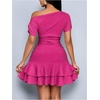 image:imageSOLY HUX Brunch Dresses for Women Off The Shoulder Short Sleeve Ruffle Cute Mini Dress Fit and Flare Summer DressesHot Pink