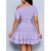 image:imageSOLY HUX Brunch Dresses for Women Off The Shoulder Short Sleeve Ruffle Cute Mini Dress Fit and Flare Summer DressesMauve Purple