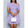 image:imageSOLY HUX Brunch Dresses for Women Off The Shoulder Short Sleeve Ruffle Cute Mini Dress Fit and Flare Summer DressesMauve Purple