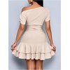 image:imageSOLY HUX Brunch Dresses for Women Off The Shoulder Short Sleeve Ruffle Cute Mini Dress Fit and Flare Summer DressesSolid Apricot