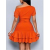 image:imageSOLY HUX Brunch Dresses for Women Off The Shoulder Short Sleeve Ruffle Cute Mini Dress Fit and Flare Summer DressesSolid Orange