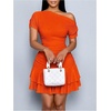 image:imageSOLY HUX Brunch Dresses for Women Off The Shoulder Short Sleeve Ruffle Cute Mini Dress Fit and Flare Summer DressesSolid Orange