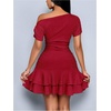 image:imageSOLY HUX Brunch Dresses for Women Off The Shoulder Short Sleeve Ruffle Cute Mini Dress Fit and Flare Summer DressesSolid Red