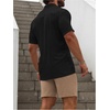 image:imageSOLY HUX Mens Casual Tracksuit Button Down Shirt and Drawstring Waist Short Sets Summer 2 Piece OutfitsBlack and Khaki