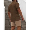 image:imageSOLY HUX Mens Casual Tracksuit Button Down Shirt and Drawstring Waist Short Sets Summer 2 Piece OutfitsCoffee Brown and Khaki