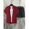 image:imageSOLY HUX Mens Casual Tracksuit Button Down Shirt and Drawstring Waist Short Sets Summer 2 Piece OutfitsRed and Black