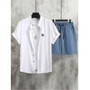 image:imageSOLY HUX Mens Casual Tracksuit Button Down Shirt and Drawstring Waist Short Sets Summer 2 Piece OutfitsWhite and Dusty Blue