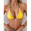 image:imageSOLY HUX Womens Grommet Eyelet Halter Bikini Top Tie Backless Swim Tops Beach WearYellow