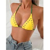 image:imageSOLY HUX Womens Grommet Eyelet Halter Bikini Top Tie Backless Swim Tops Beach WearYellow