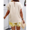 image:imageSOLY HUX Womens Plus Size 2 Piece Outfits Summer Printed Short Sleeve Blouse Tops and Shorts SetBeige and Yellow
